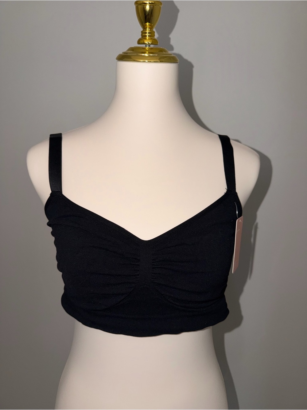 NWT Feelingirl Black Seamless Longline Bra XXL Ruched Bralette
